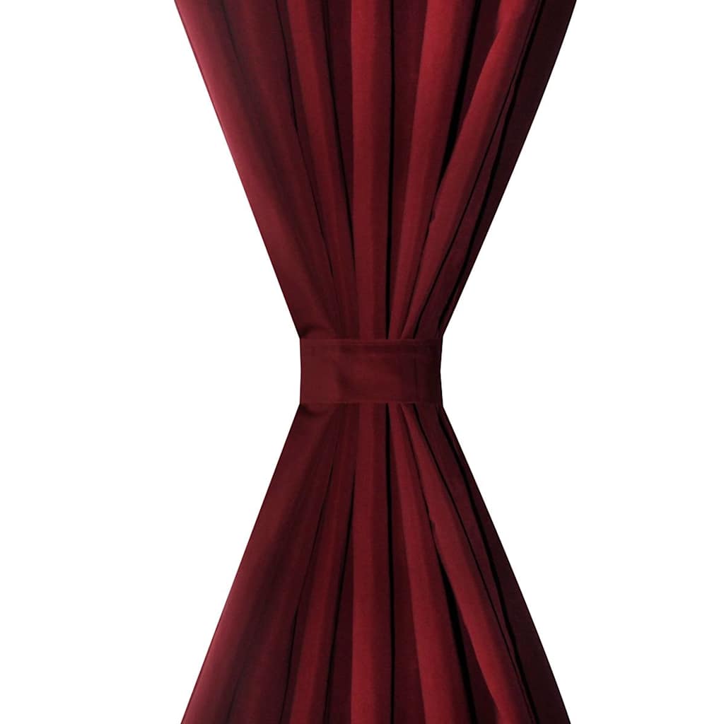 Vidaxl micro-satijnen gordijnen met ringen 140 x 225 cm 2 stuks (wijnrood)