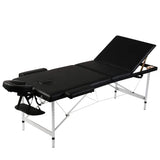 Vidaxl inklapbare massagetafel 3 zones met aluminium frame (zwart)