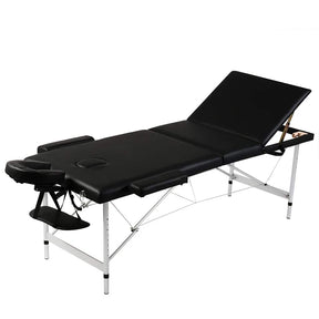 Vidaxl inklapbare massagetafel 3 zones met aluminium frame (zwart)