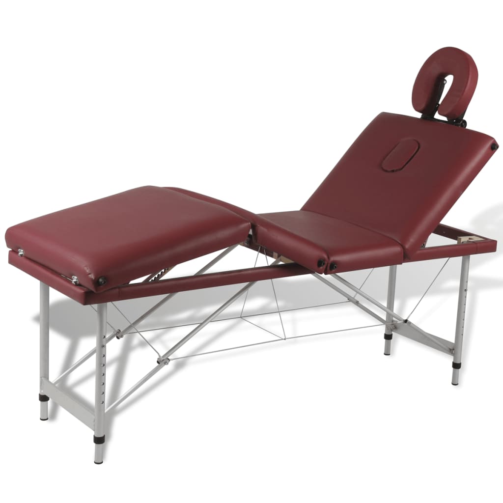 Vidaxl Massage Table Slopvatelná s hliníkovým rámem (čtyři díly červené)