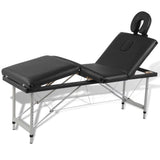 Vidaxl massagebord med 4 zoner foldning af aluminiumsramme sort