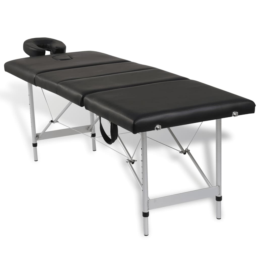 Vidaxl massagebord med 4 zoner foldning af aluminiumsramme sort