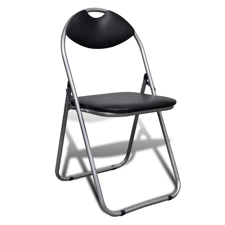 Vidaxl opklapbare stoelen, 6 stuks, zwart kunstleer en staal.