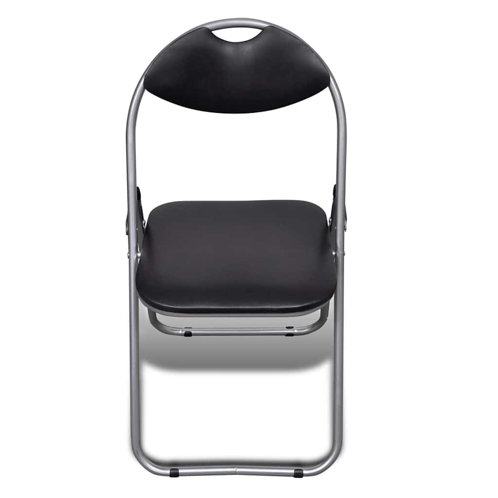Vidaxl opklapbare stoelen, 6 stuks, zwart kunstleer en staal.