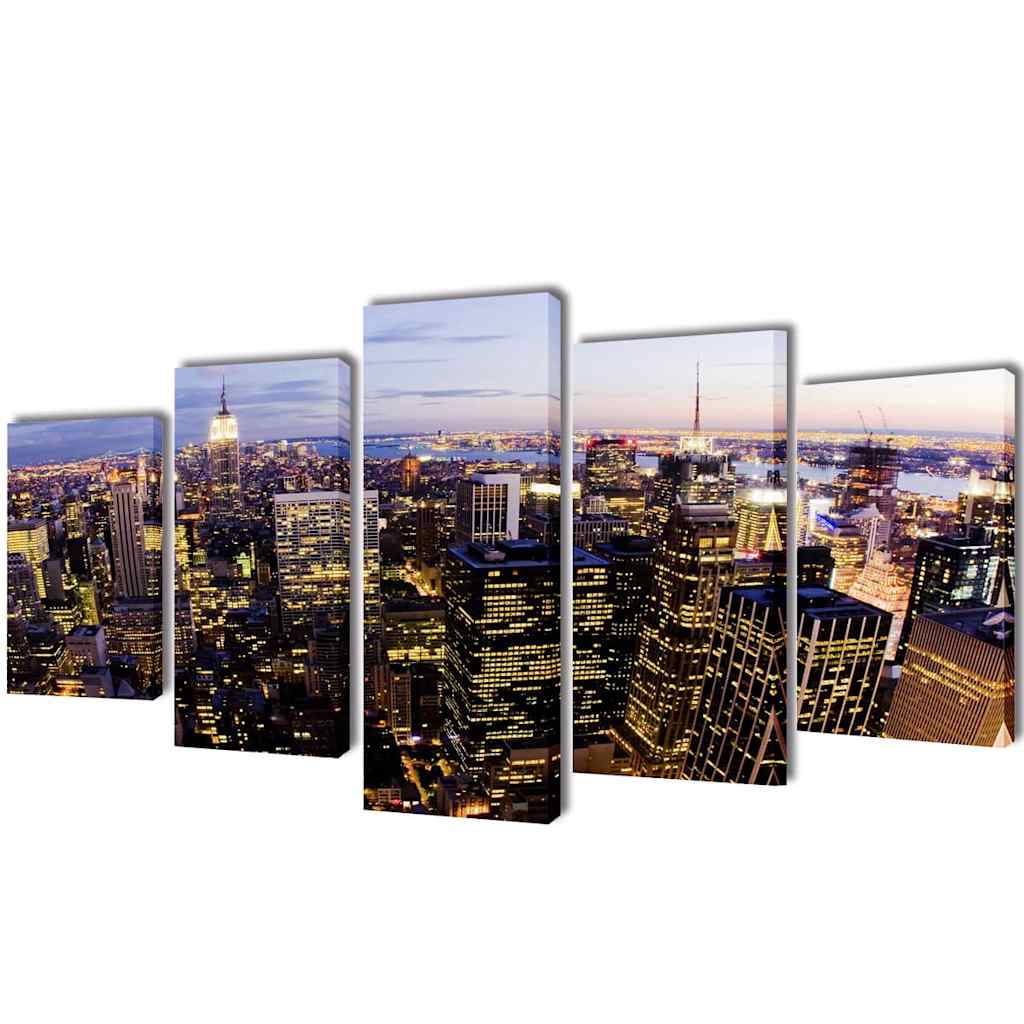 Vidaxl canvas muurdruk set horizon new york skyline 200 x 100 cm