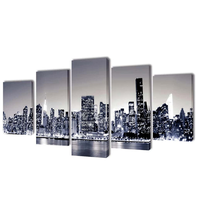 Vidaxl canvas muurdruk set monochroom new york skyline 200 x 100 cm