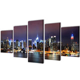 Vidaxl canvas muurdruk set kleurrijke new york skyline 100 x 50 cm