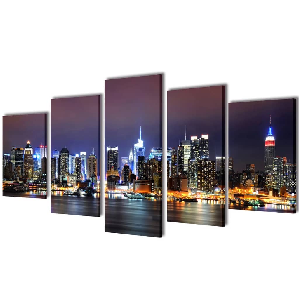 Vidaxl Canvas Wall Print Set Colorful York Skyline 100 x 50 cm