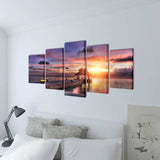 Vidaxl canvas muurdruk set zandstrand met paviljoen 100 x 50 cm