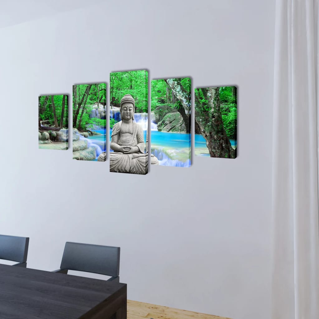 Vidaxl canvas muurdruk set buddha 200 x 100 cm