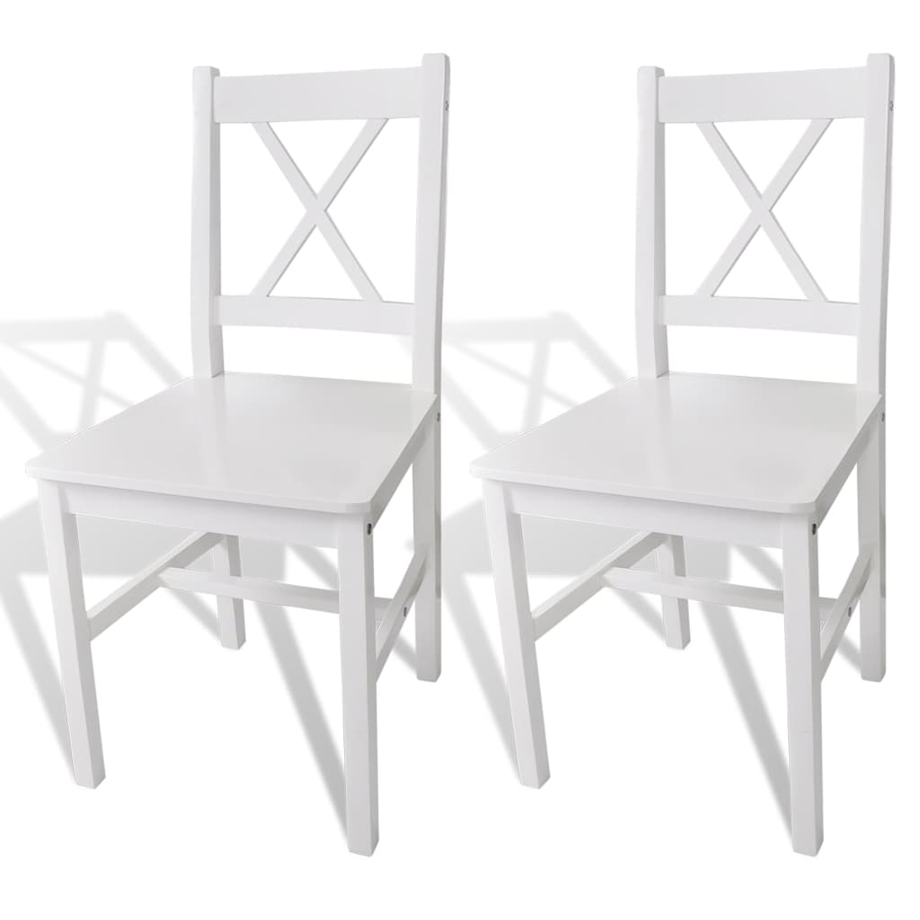Vidaxl eetkamerstoelen 2 st grenenhout wit