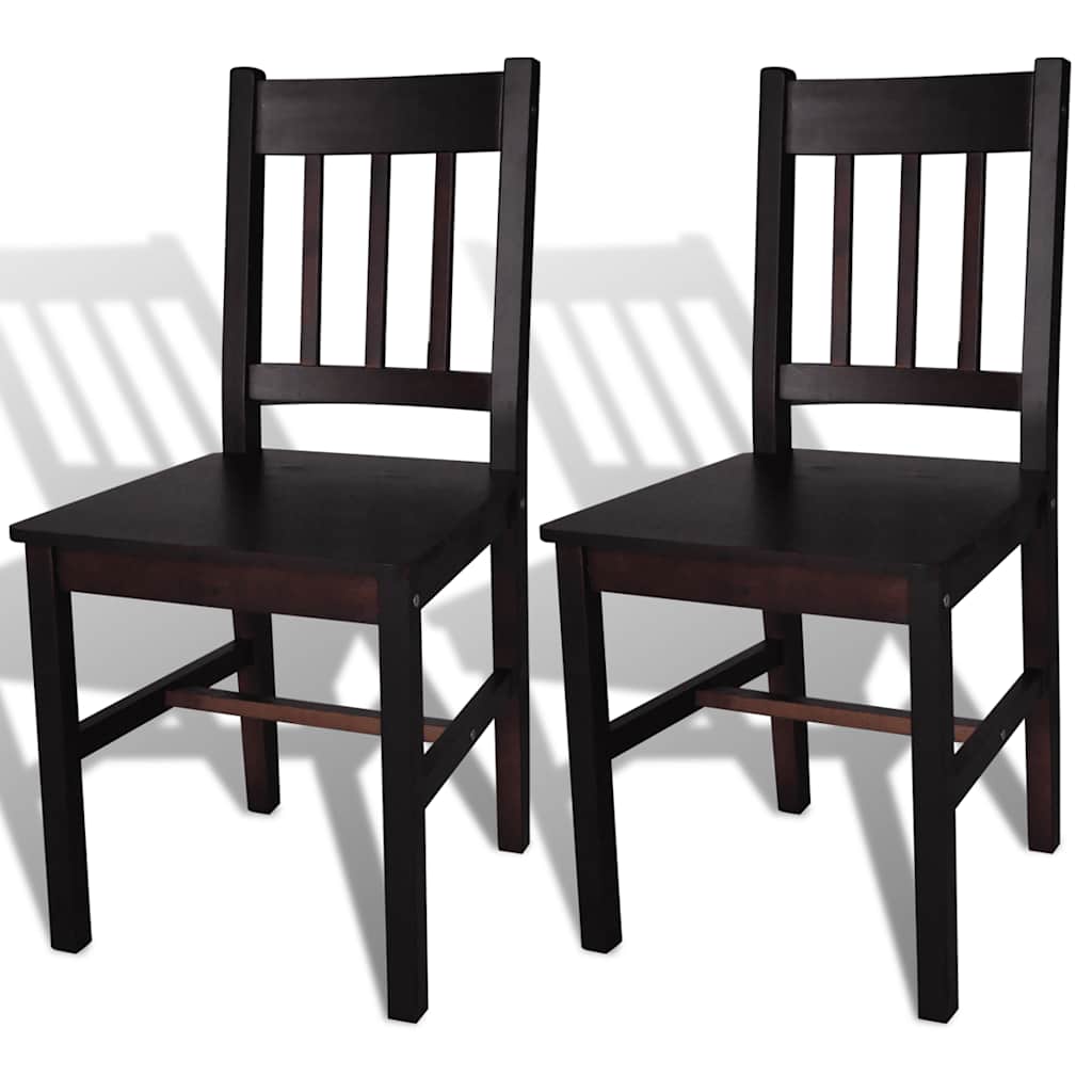 Vidaxl eetkamerstoelen 2 st grenenhout donkerbruin