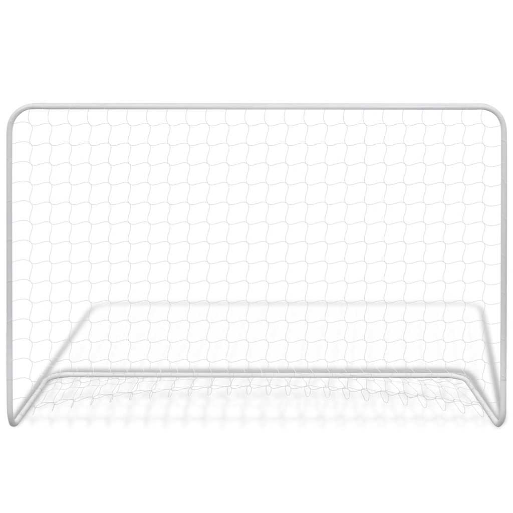 Meta de fútbol de Vidaxl con neto 182x61x122 cm de acero blanco