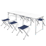 Mesa de campamento Vidaxl en altura ajustable con 6 heces 180x60 cm