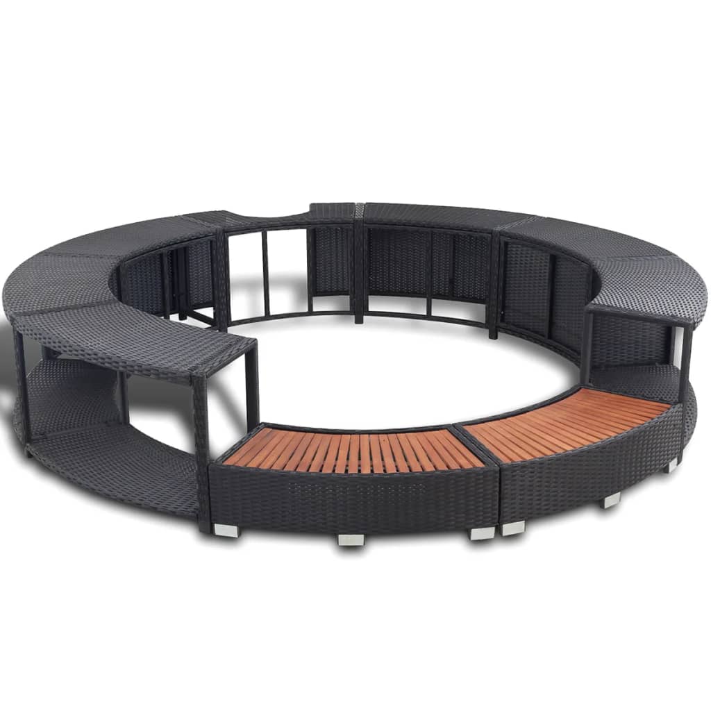 Vidaxl HotTub-Ombouw Poly Rattan Black