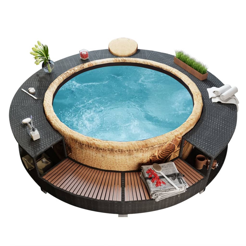 Vidaxl HotTub-Ombouw Poly Rattan Black