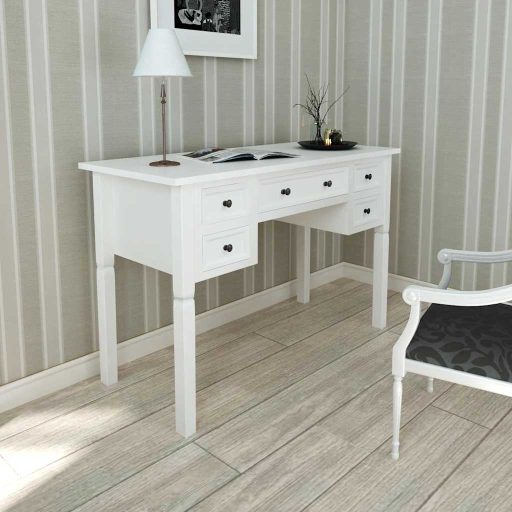 Vidaxl schrijftafel met 5 lades wit