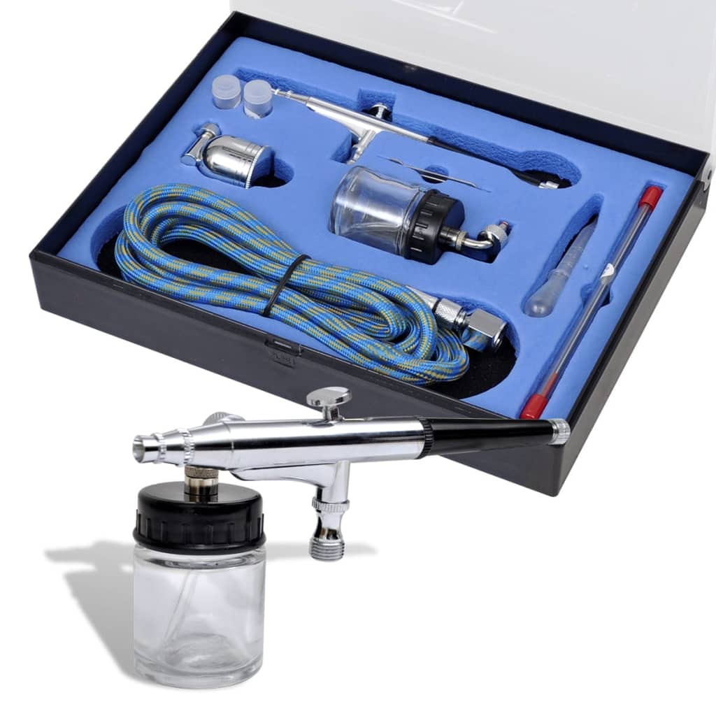 Vidaxl Airbrush set with glass cup 0.2 0.3 0.5 mm mouthpieces