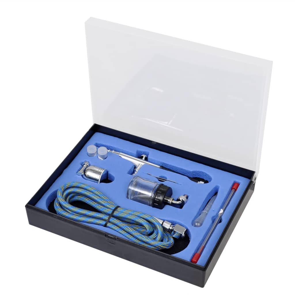 Vidaxl Airbrush set with glass cup 0.2 0.3 0.5 mm mouthpieces