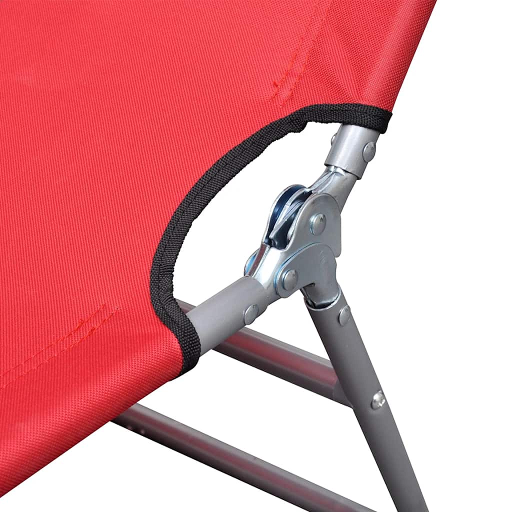Vidaxl ligbed inklapbaar met hoofdkussen gepoedercoat staal rood