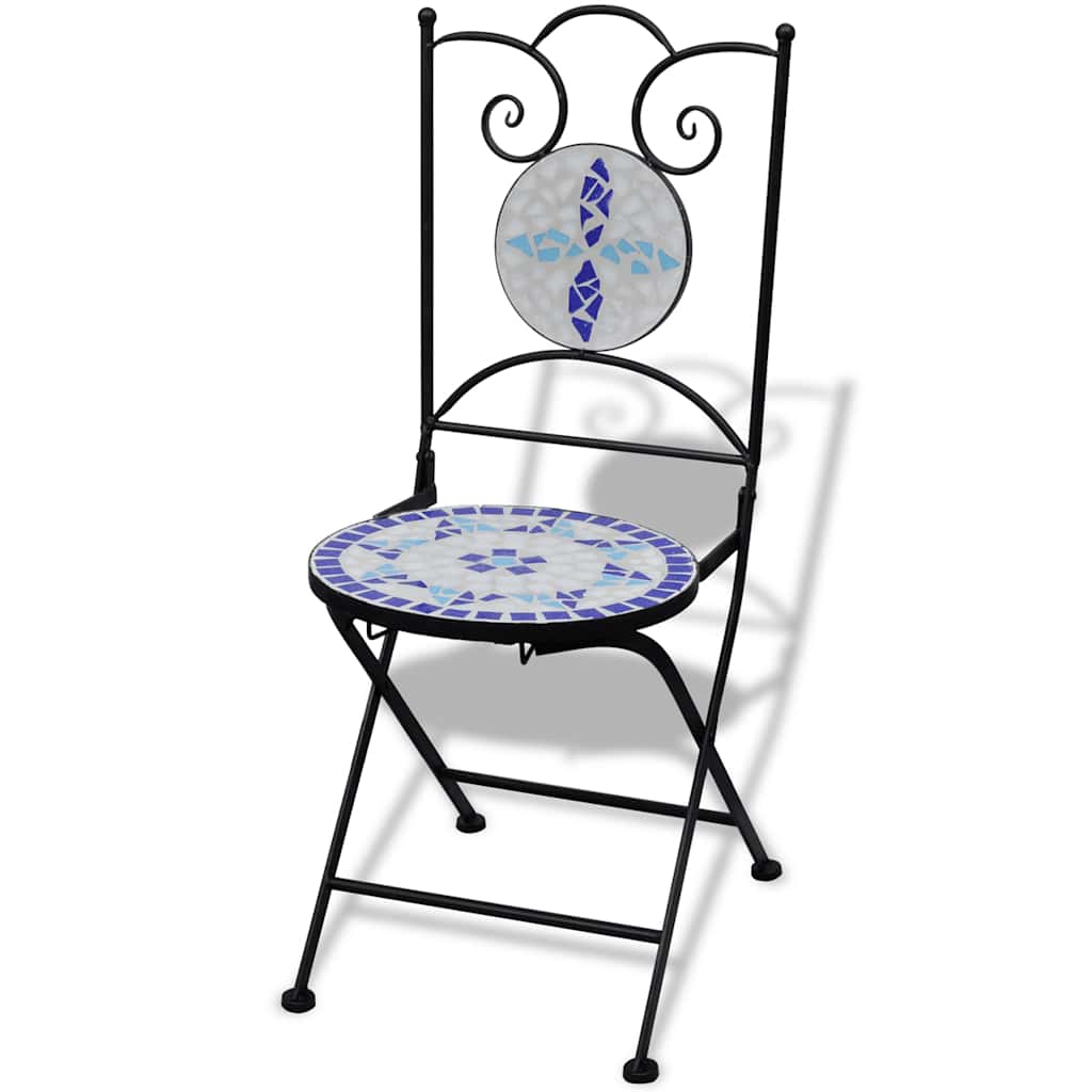 Vidaxl bistrostoelen inklapbaar 2 st keramiek blauw en wit