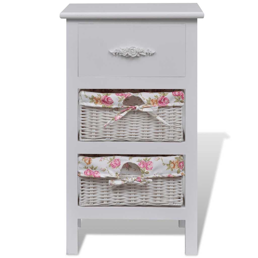Vidaxl kast met 1 lade en 2 manden paulowniahout wit