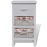 Vidaxl kast met 1 lade en 2 manden paulowniahout wit
