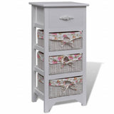 Vidaxl kast met 1 lade en 3 manden paulowniahout wit