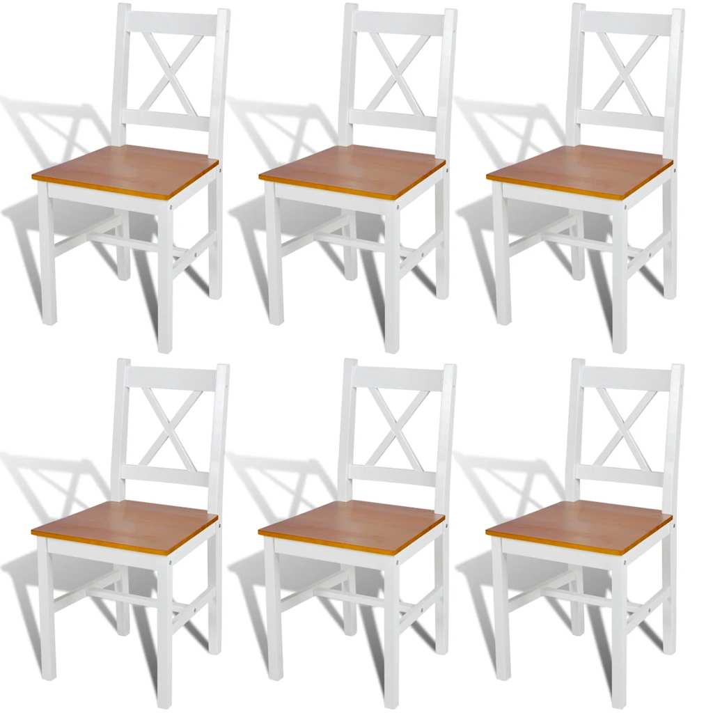 Vidaxl eetkamerstoelen 6 st grenenhout wit