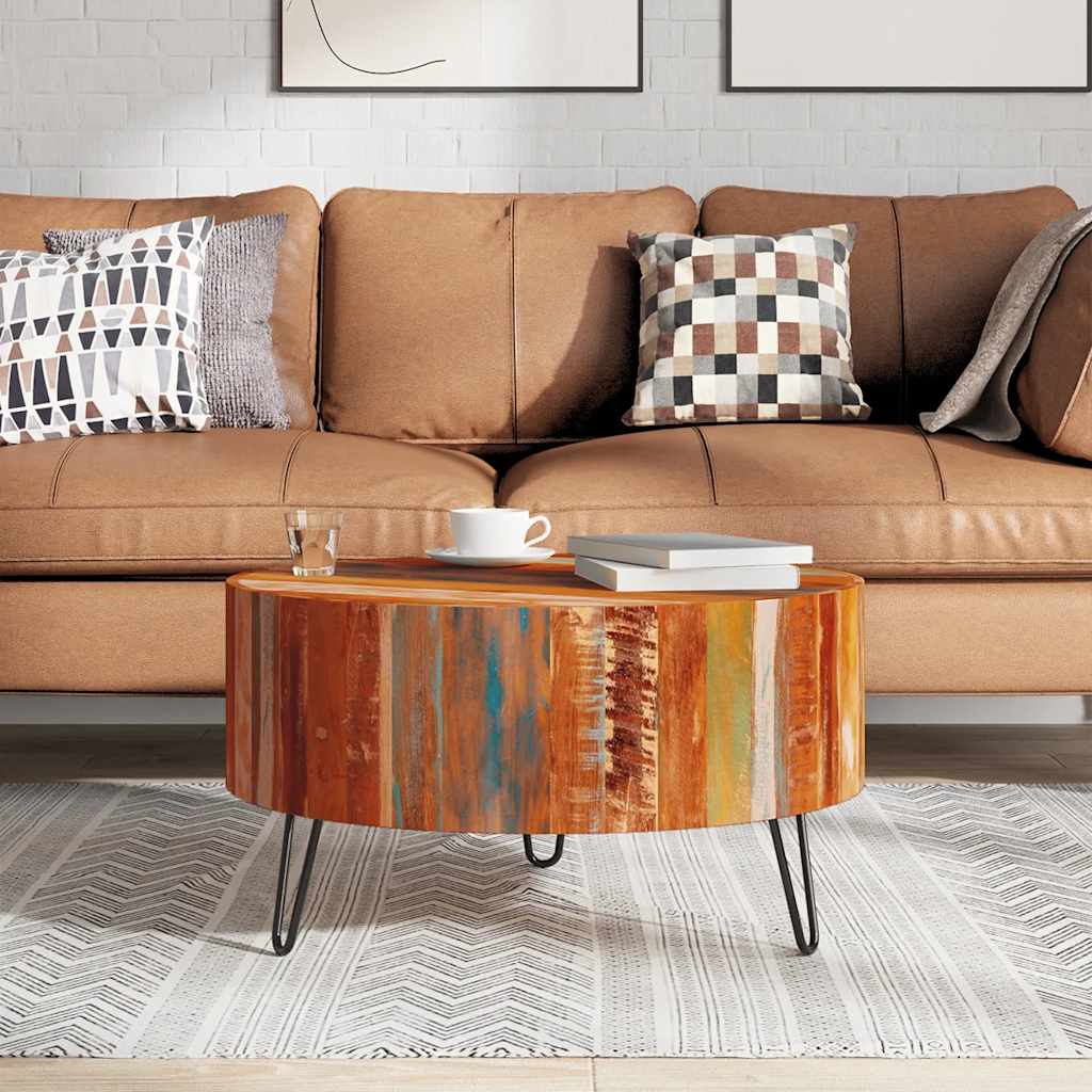 Vidaxl salontafel rond massief gerecycled hout