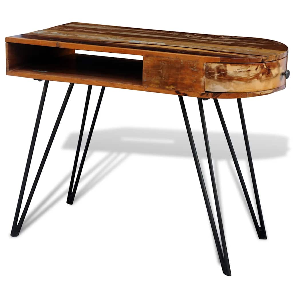 Vidaxl bureau met ijzeren poten massief gerecycled hout