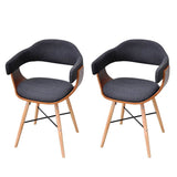 Vidaxl eetkamerstoelen 2 st gebogen hout en stof donkergrijs