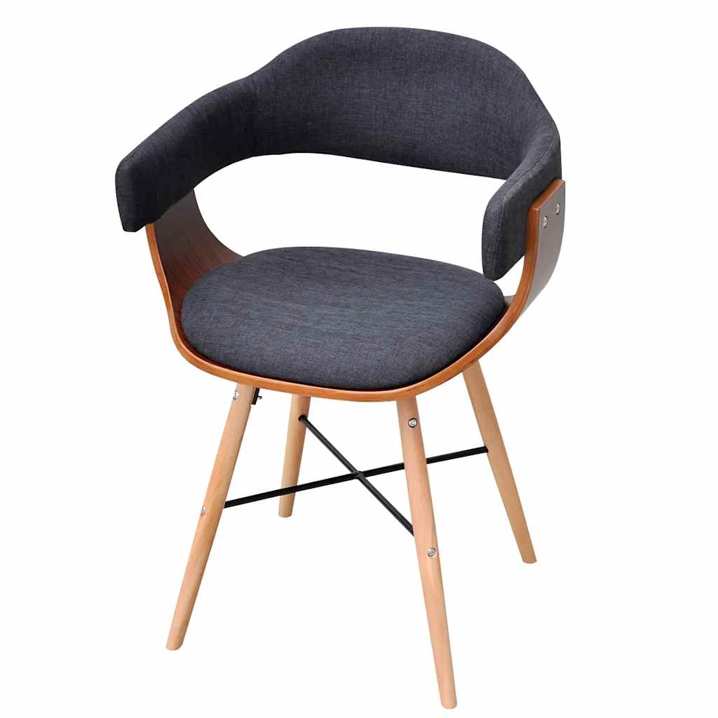 Vidaxl eetkamerstoelen 2 st gebogen hout en stof donkergrijs
