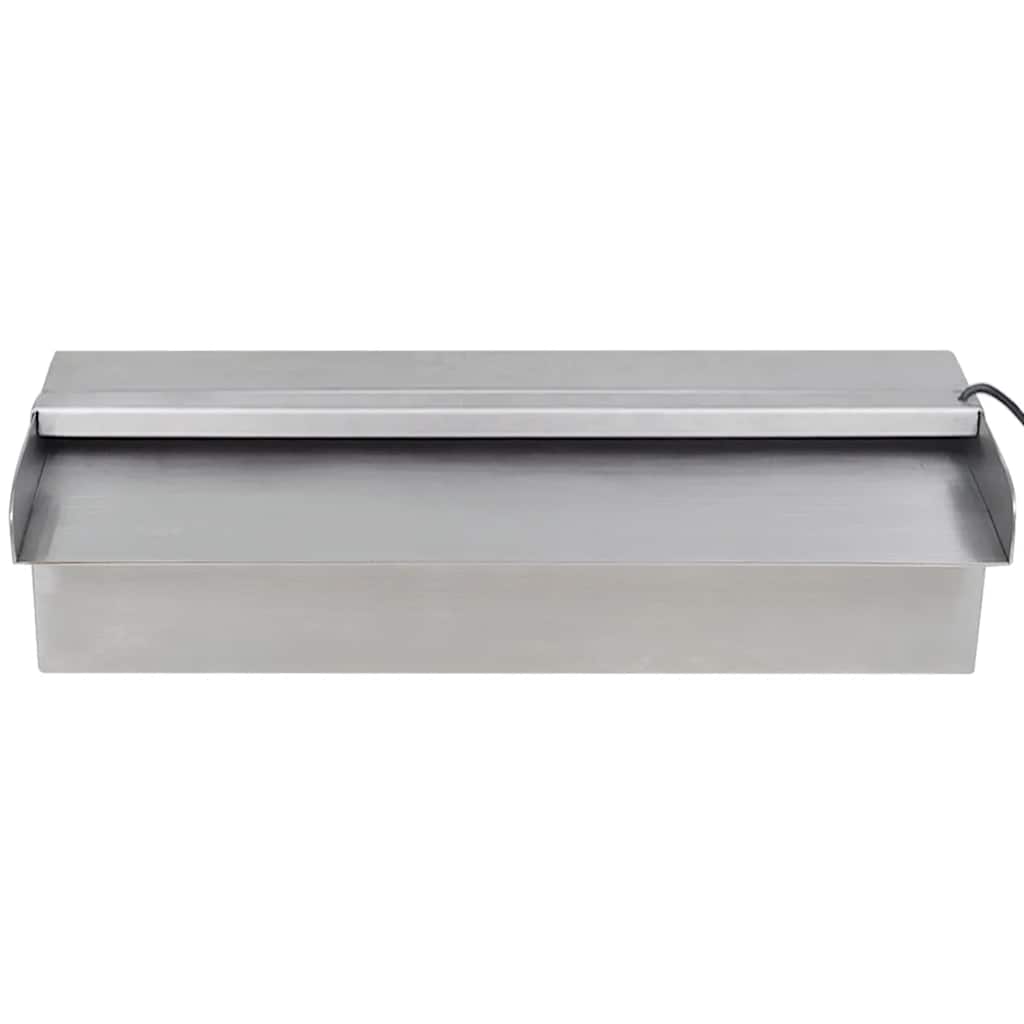 Vidaxl zwembadwaterval met led's rechthoekig 30 cm roestvrij staal