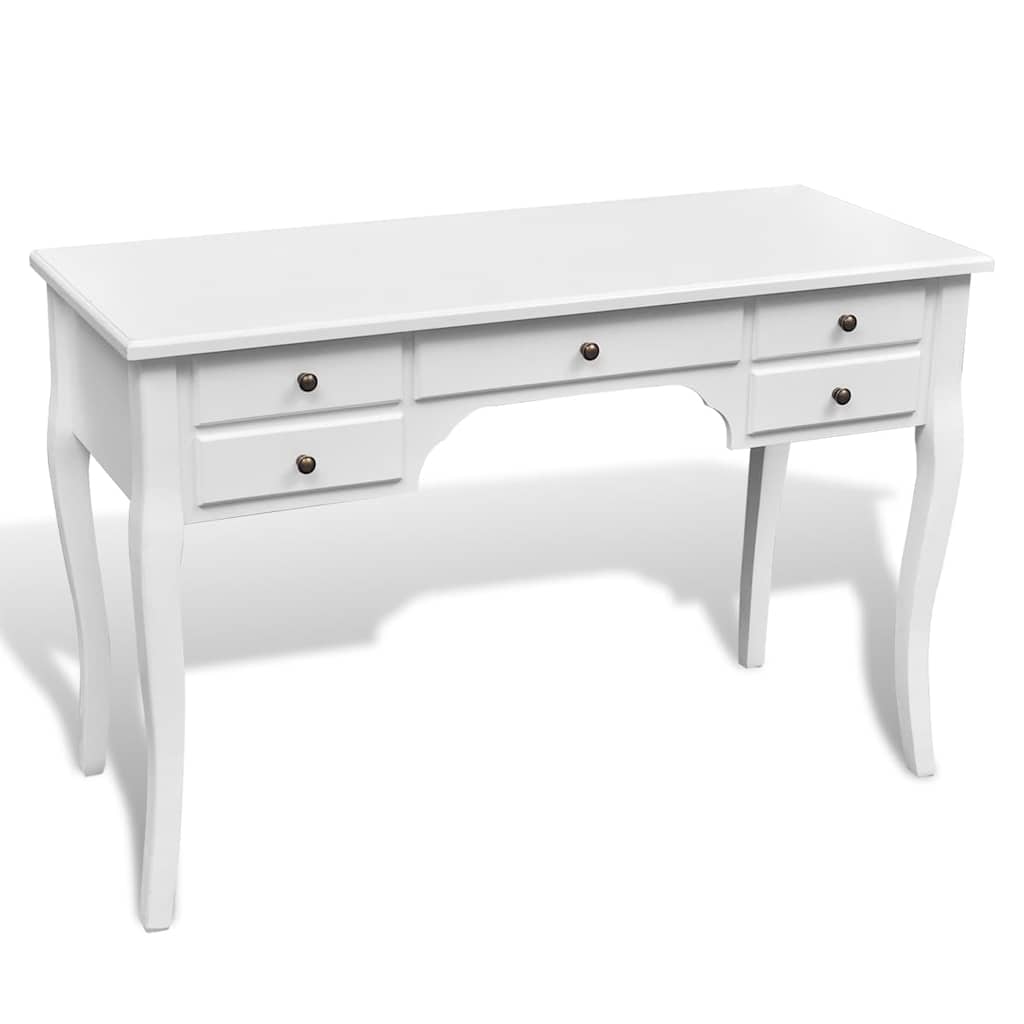 Vidaxl bureau met gebogen poten en 5 lades franse stijl