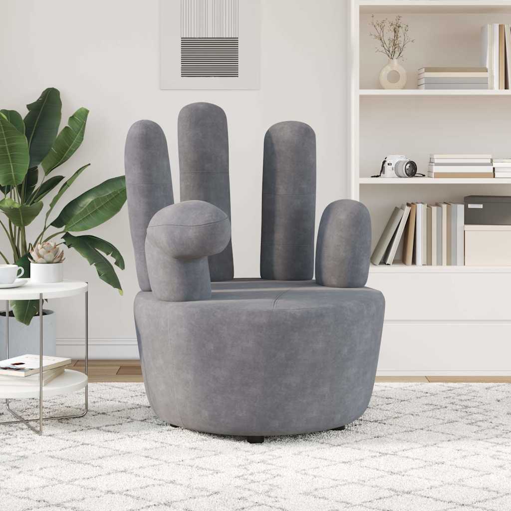 Vidaxl stoel handvormig fluweel grijs