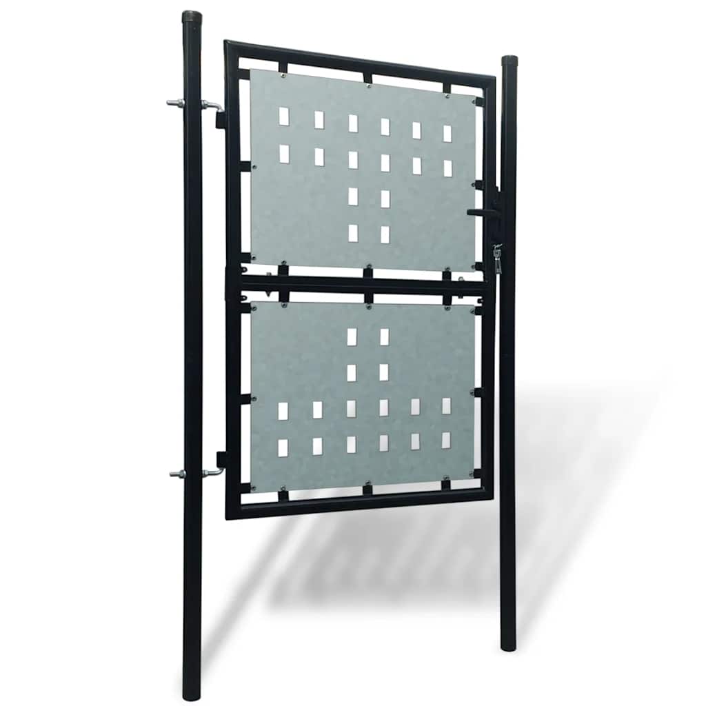 Vidaxl zwarte enkele deur schuttingpoort 100x125 cm