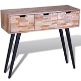 Vidaxl wandtafel met 3 lades gerecycled teakhout