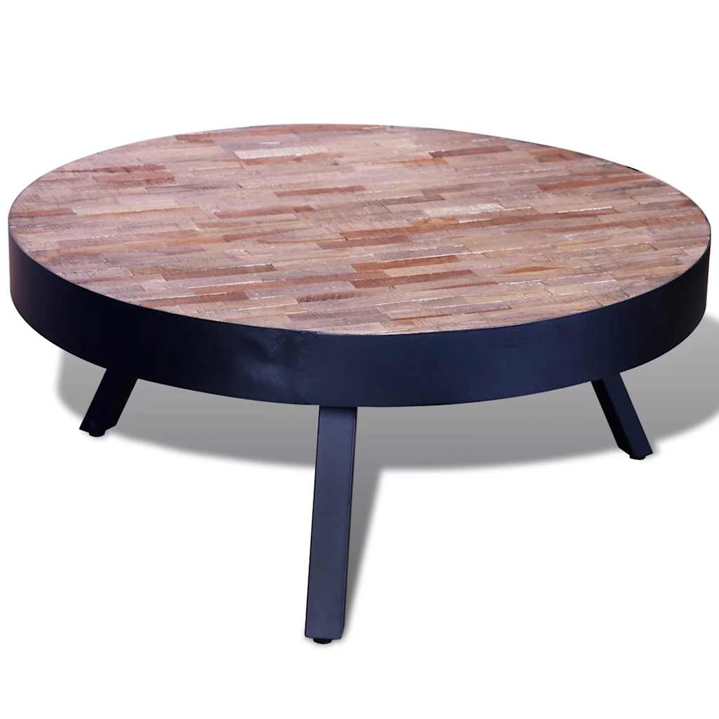 Vidaxl salontafel rond gerecycled teakhout