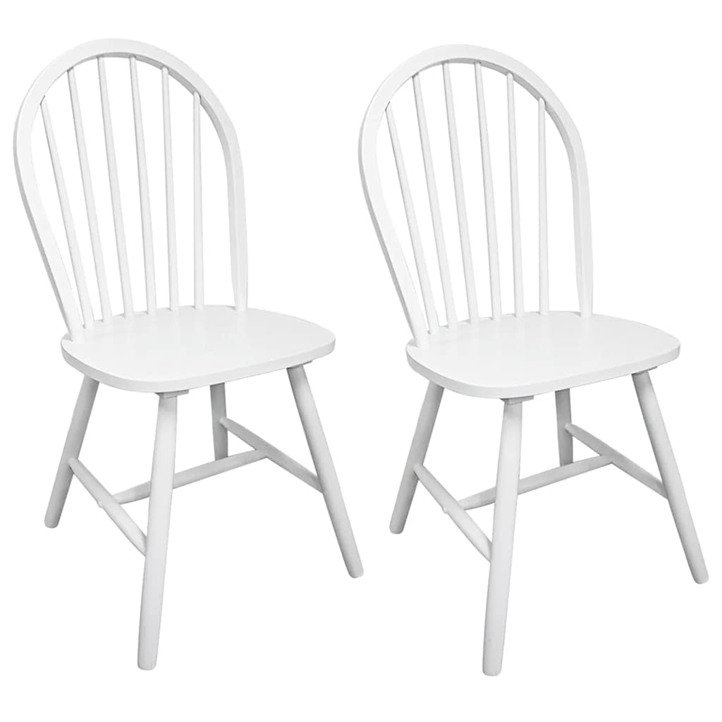 Vidaxl eetkamerstoelen 2 st massief rubberwood wit