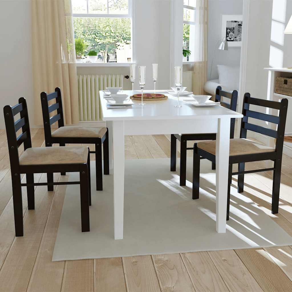 Vidaxl eetkamerstoelen 4 st massief rubberwood en fluweel bruin