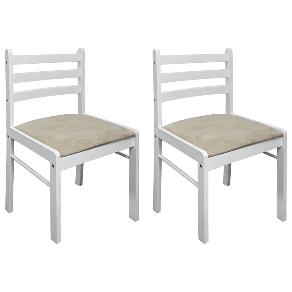 Vidaxl eetkamerstoelen 2 st massief rubberwood en fluweel wit
