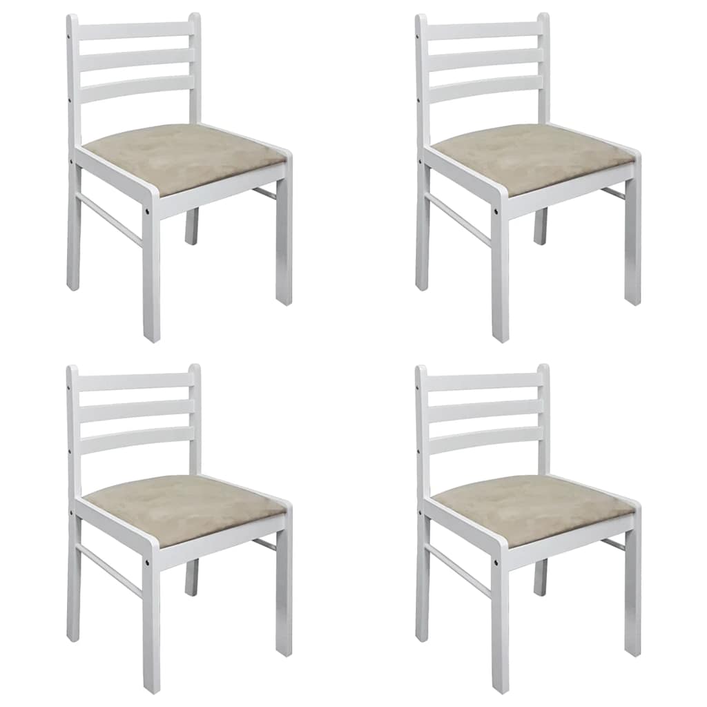Vidaxl eetkamerstoelen 4 st massief rubberwood en fluweel wit