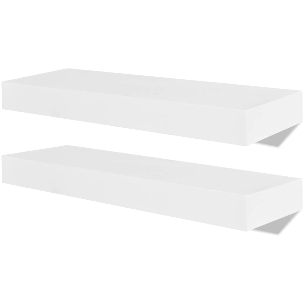 Vidaxl wandplanken mdf zwevend voor boeken dvd wit 2 st