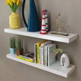 Vidaxl wandplanken mdf zwevend voor boeken dvd wit 2 st
