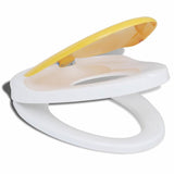 Vidaxl toiletbril voor volwassenen kinderen soft-close wit en geel