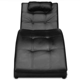 Vidaxl chaise longue met kussen kunstleer zwart
