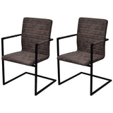 Vidaxl eetkamerstoelen 2 st kunstleer donkerbruin