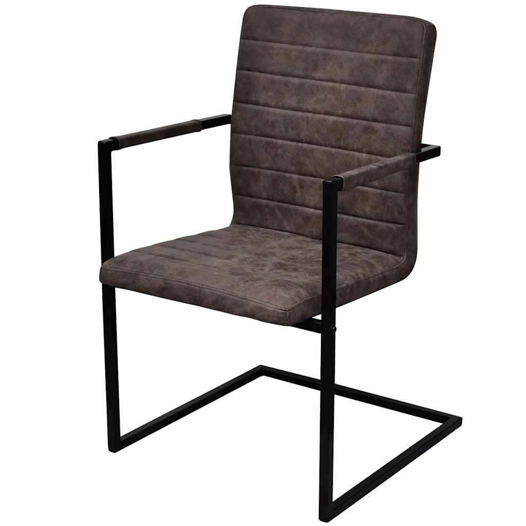 Vidaxl eetkamerstoelen 2 st kunstleer donkerbruin