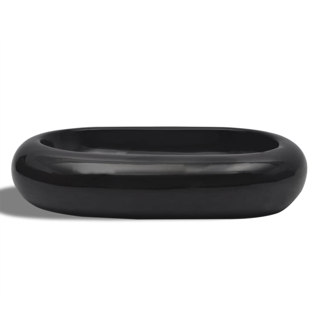 Vidaxl Washbasin, keramik, oval, sort